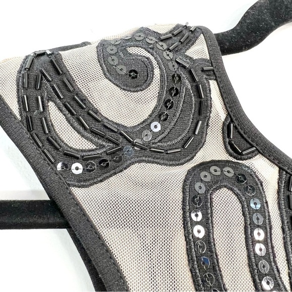 Lipsy London Black Embroidered Illusion Neckline Body Con Dress 6 - Picture 8 of 11
